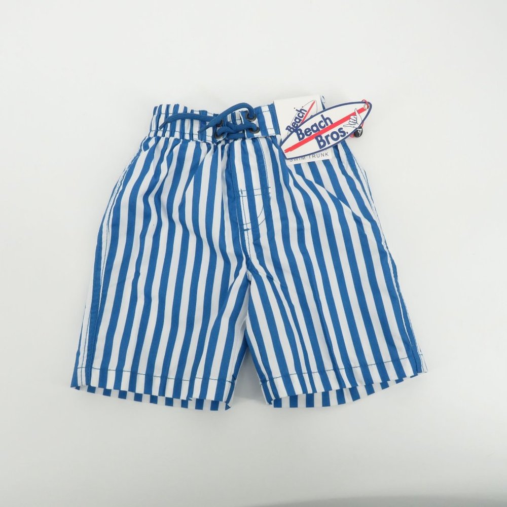 Blue & White Striped Kids Swim Shorts By Beach Bros 3T NWT $28